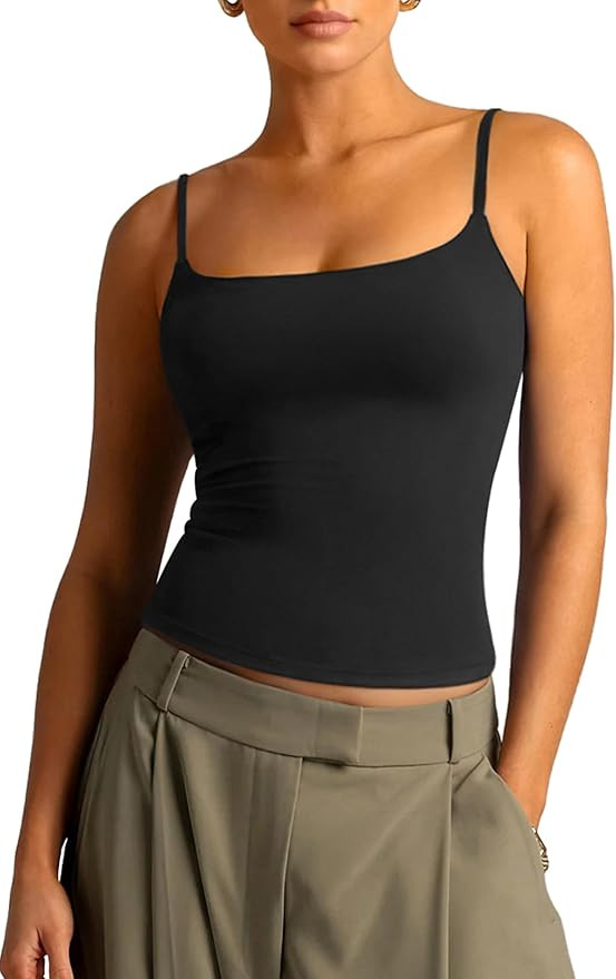 SUUKSESS Women Cotton Double Layer Unpadded Cami Summer Basic Going Out Tops | Amazon (US)