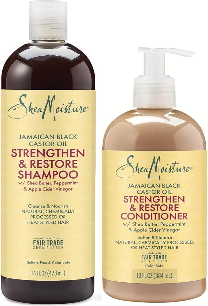 SheaMoisture Shampoo and Conditioner Set, Jamaican Black Castor Oil Strengthen & Restore, 16 Fl O... | Amazon (US)