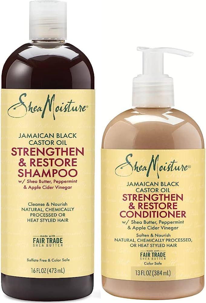 SheaMoisture Shampoo and Conditioner Set, Jamaican Black Castor Oil Strengthen & Restore, 16 Fl O... | Amazon (US)