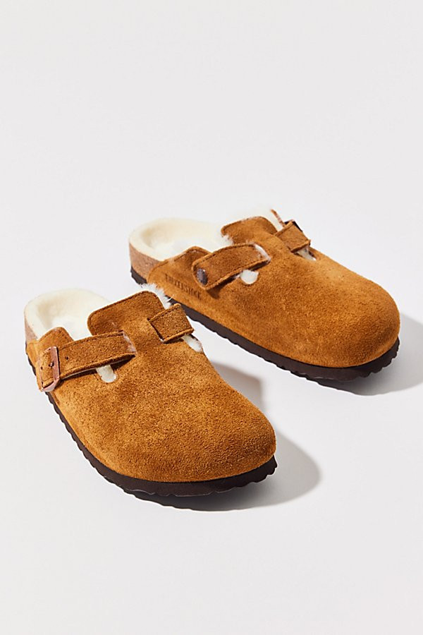 Birkenstock Shearling Boston Clog - Brown W 7 at Urban Outfitters | Urban Outfitters (US and RoW)