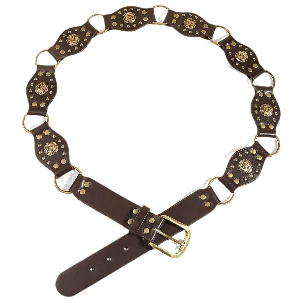 Western Rivet Concho Chain Waist Belt for Women Vintage Cowgirl Belt for Jeans Pants Dresses (for... | Amazon (US)