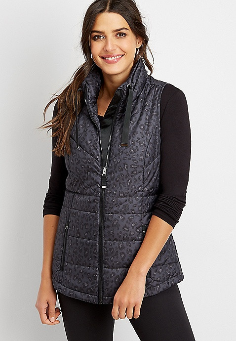 leopard print puffer vest | Maurices