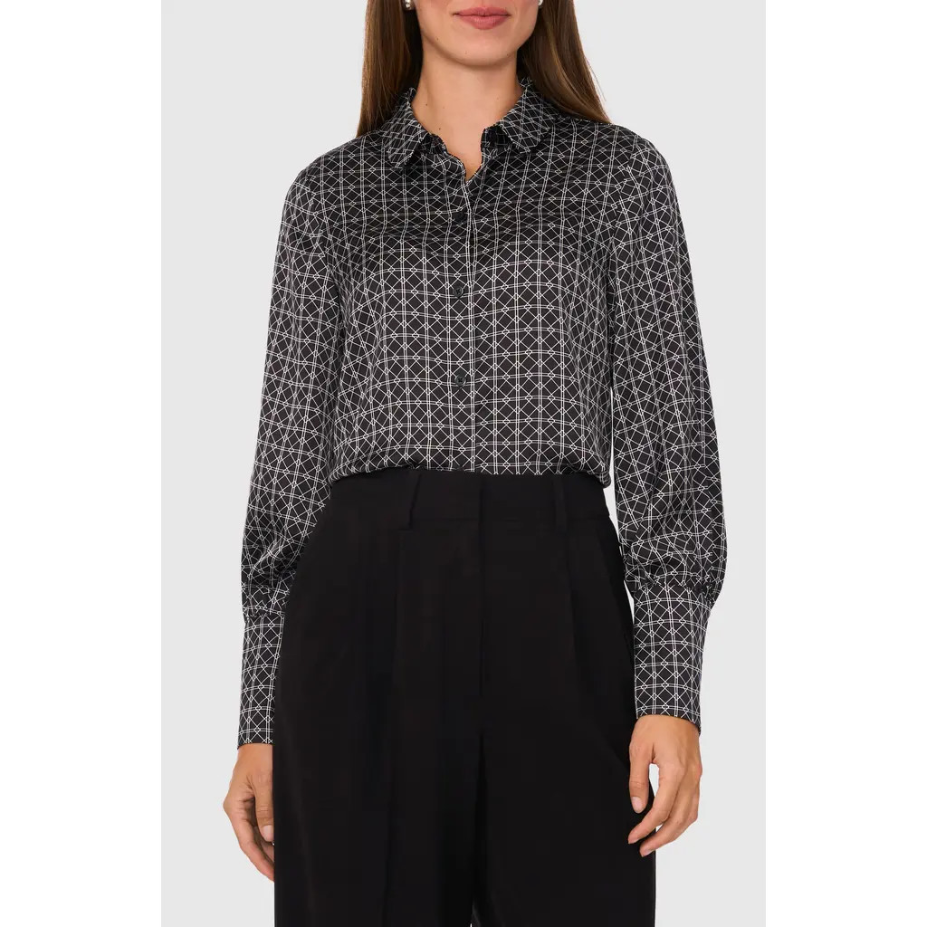 halogen(r) Satin Button-Up Shirt in Rich Black at Nordstrom, Size X-Small | Nordstrom