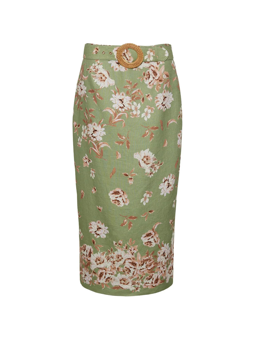 Cara Cara floral-print belted midi skirt - Green | Farfetch Global