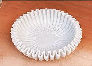 SWADESHI BLESSINGS HandCrafted Marble Ruffle Bowl/Antique Scallop Bowl/Fruit Bowl/Vintage Ring Di... | Amazon (US)