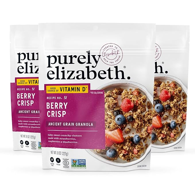 Purely Elizabeth Berry Crisp Granola wit Vitamin D, Made with Organic Oats and Ancient Grains, Gl... | Amazon (US)