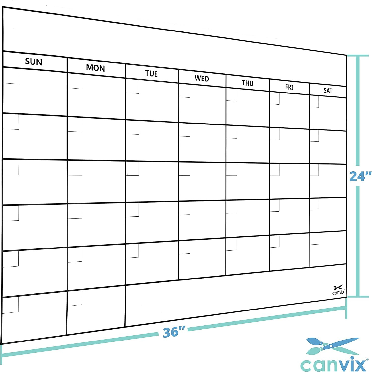 Dry Erase Whiteboard Wall Calendar Decal Sticker – 36 x 24 Inch Large Self-Adhesive, Removable,... | Amazon (US)