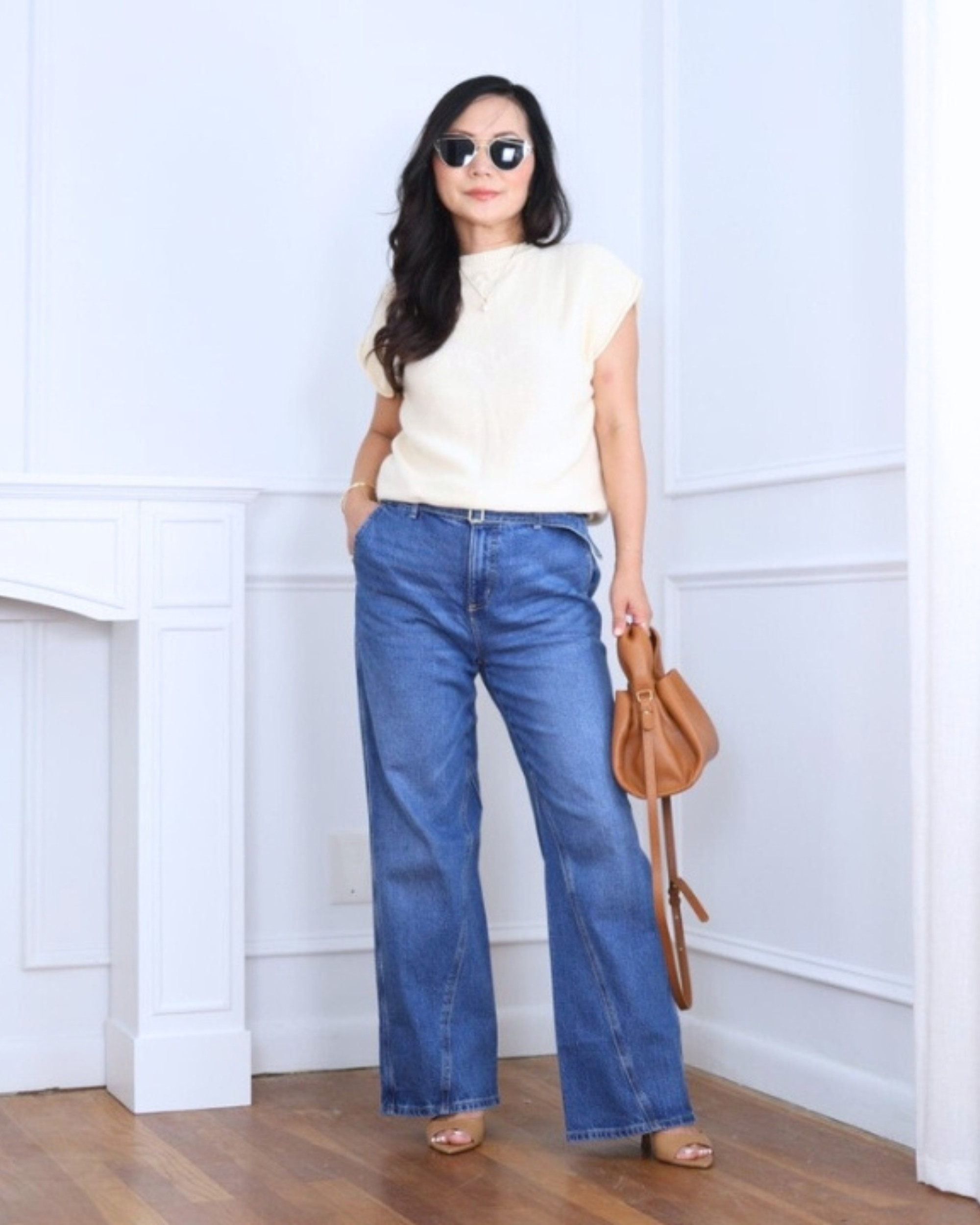 I kept it chic and effortless with a mock neck top, belted wide leg jeans from LOFT, and a bag from Quince — a go-to combo for looking put together without trying too hard. I’m 5’2, wearing size S.

#LTKStyleTip #LTKPetite
