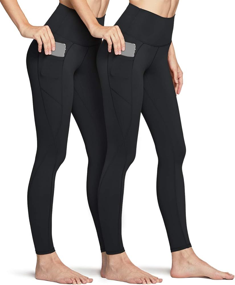 TSLA 2 Pack High Waist Yoga Pants with Pockets, Non See-Through Workout Yoga Leggings, Tummy Cont... | Amazon (US)