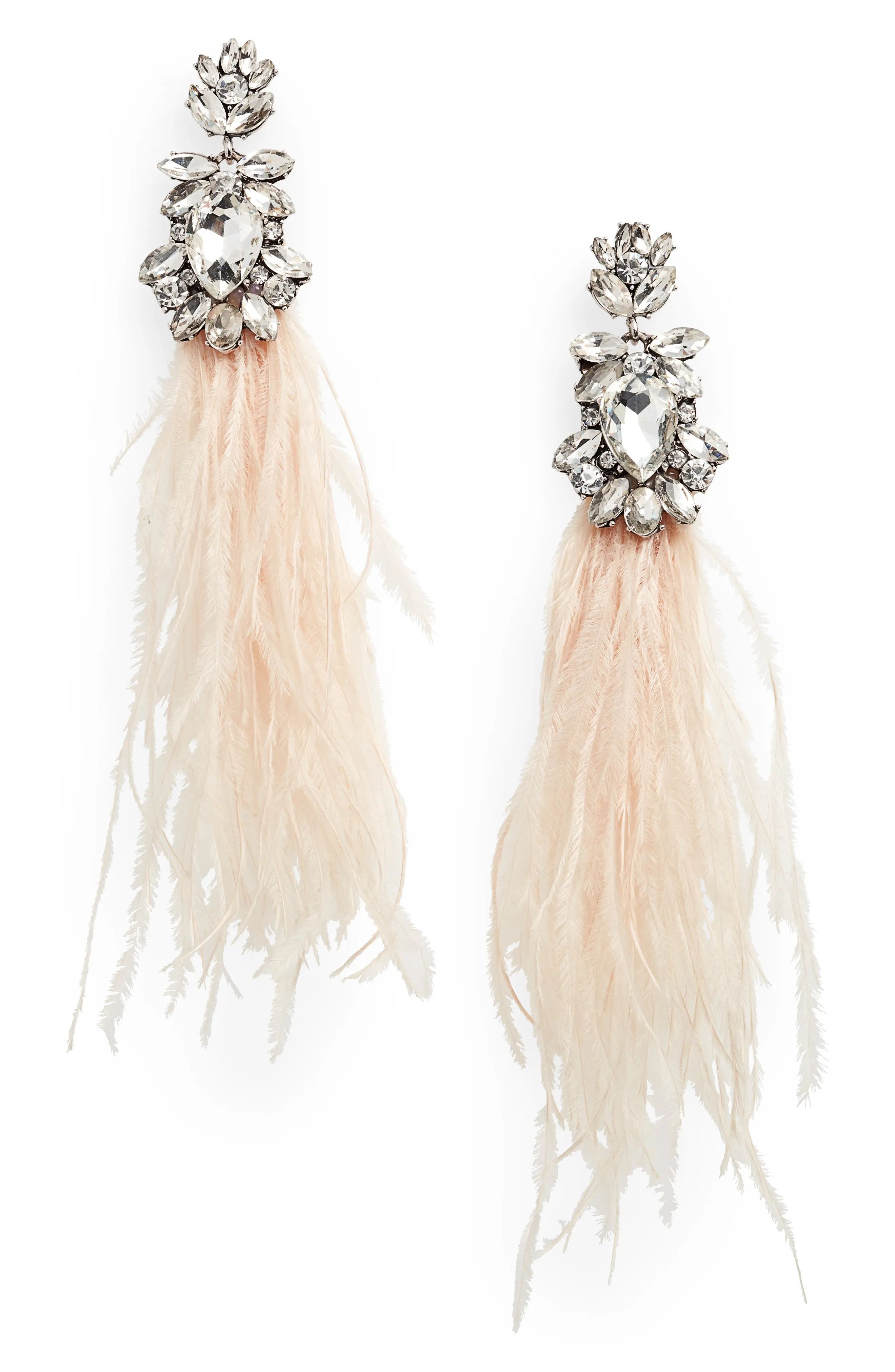 Stella + Ruby Crystal Feather Drop Earrings | Nordstrom