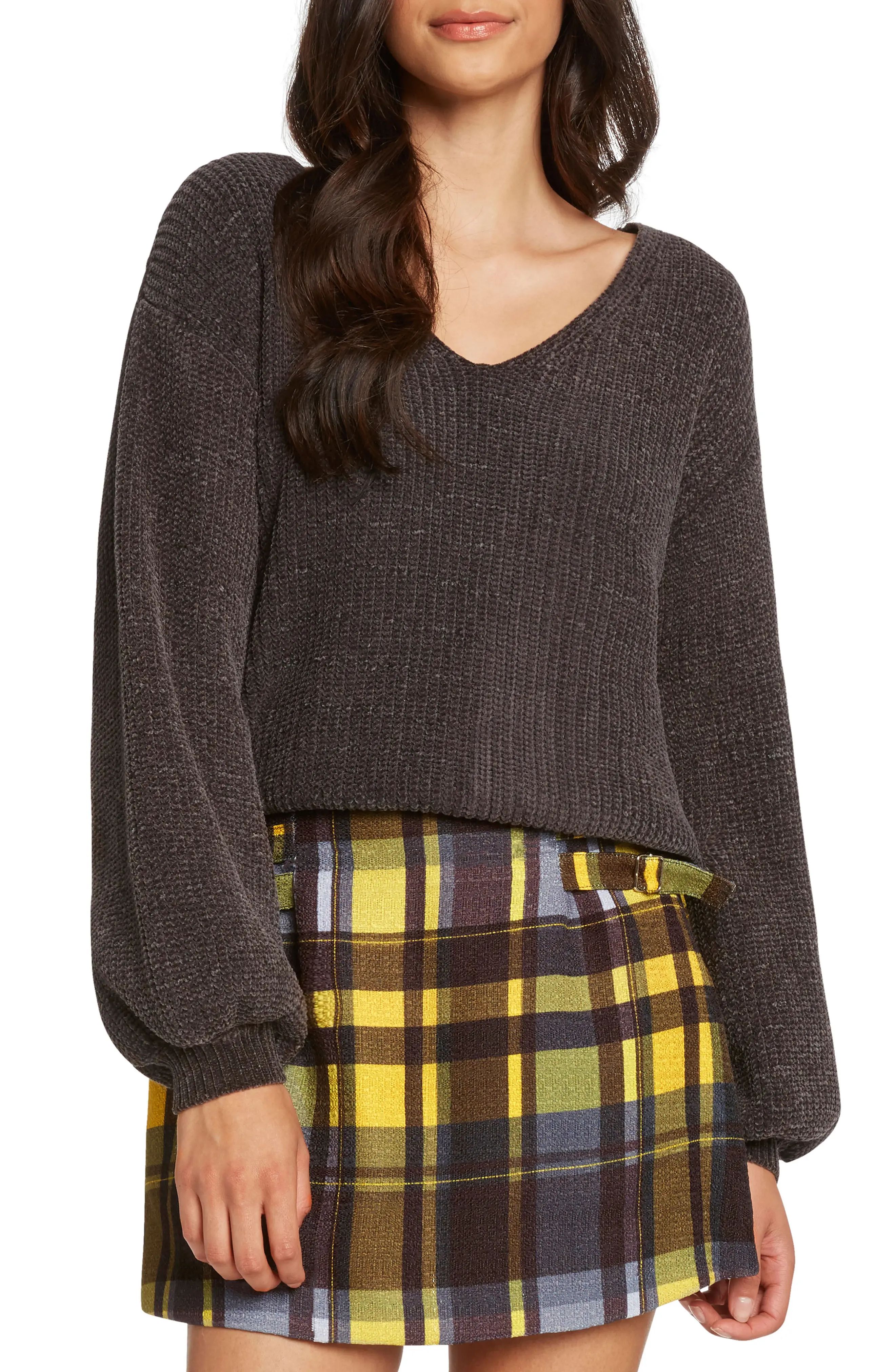 Willow & Clay Tie Back Chenille Sweater | Nordstrom