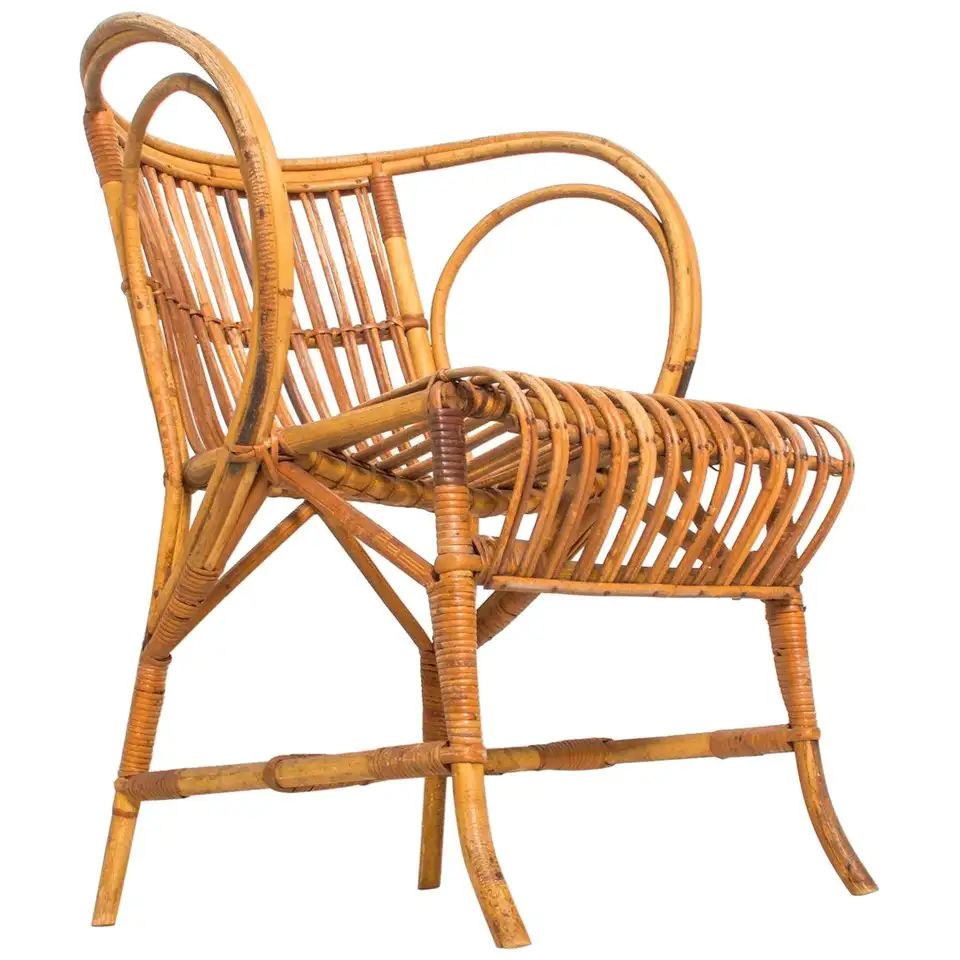 Mid-Century Modern by R. Wengler, Wicker Patio Lounge Chair, Denmark, 1960s | 1stDibs
