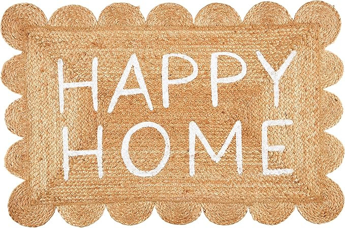 Mud Pie Scalloped Edge Home Jute Doormat, Brown, 35" x 23.5" | Amazon (US)