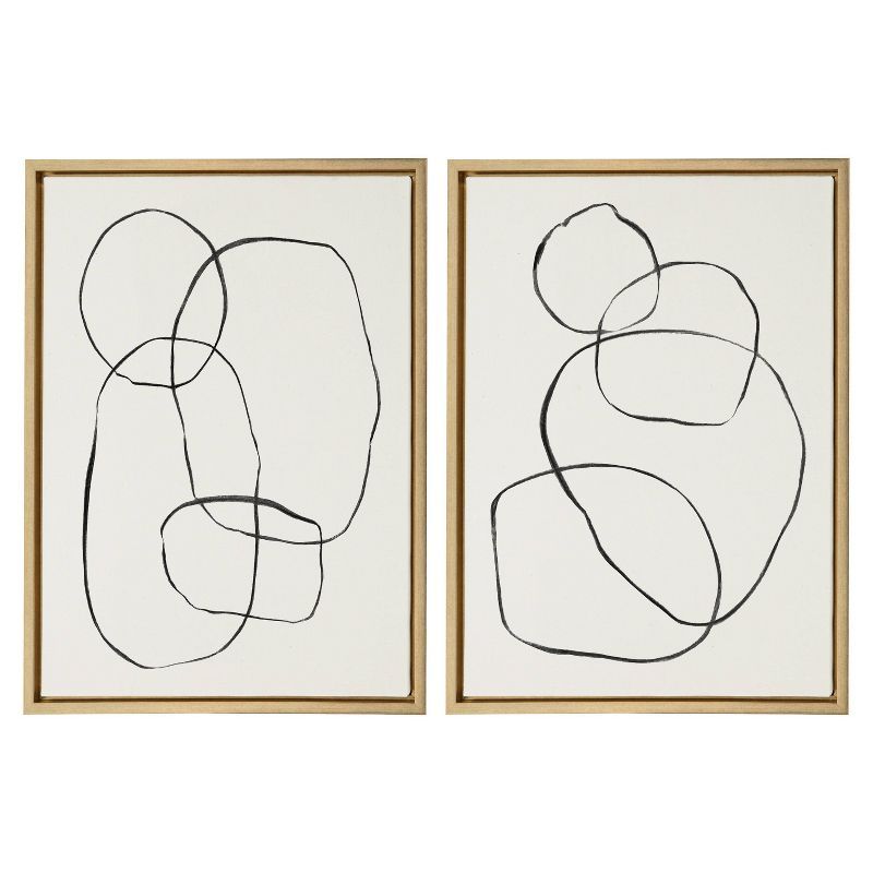 18" x 24" (Set of 2) Sylvie Modern Circles and Going in Circles by Teju Reval Framed Wall Canvas ... | Target