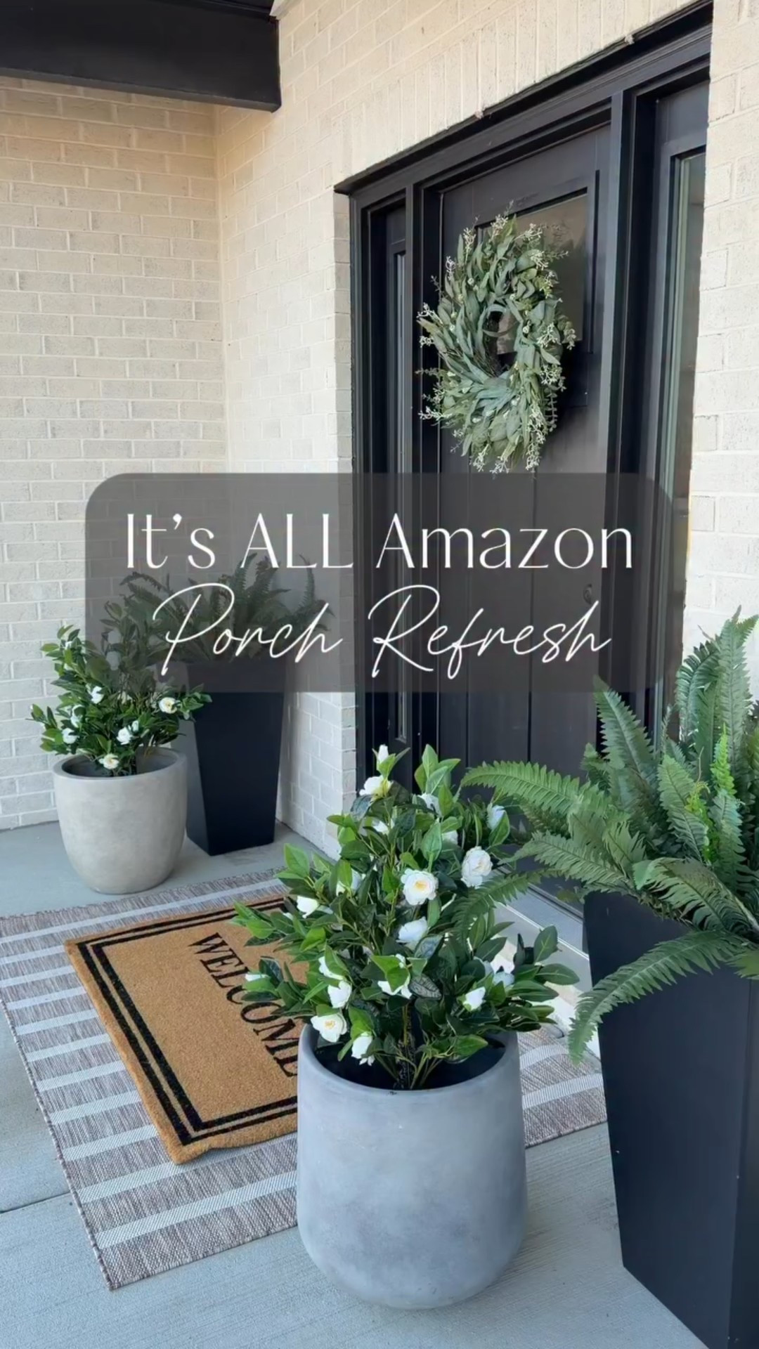 It was finally warm enough to refresh my porch for Spring! 😍

I love using faux florals for easy maintenance, the camellia trees are so pretty and realistic. And the layered door mats and eucalyptus wreath can be used for all seasons! 🌺🏠