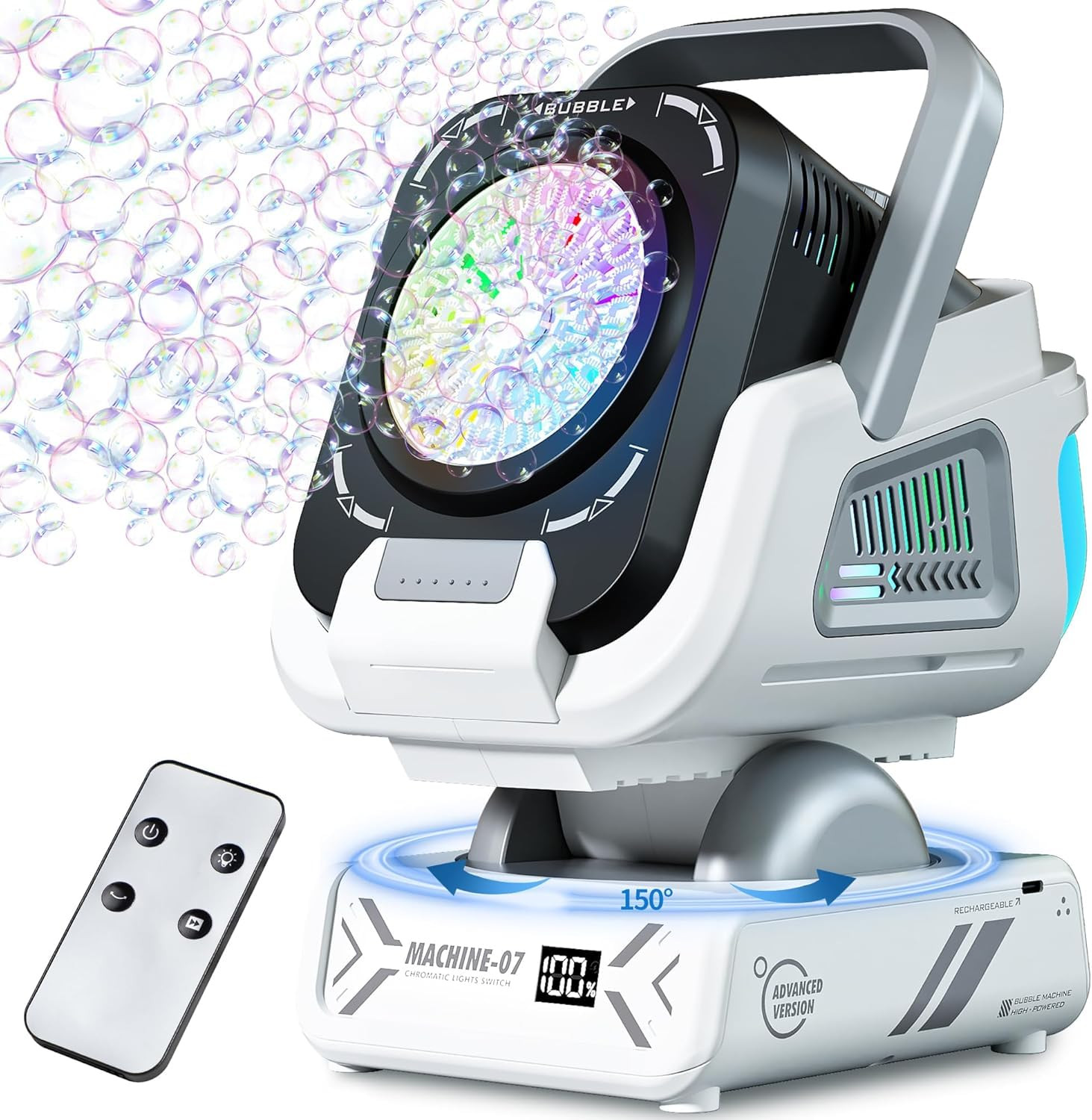 2025 Upgraded Bubble Machine with Remote Control, Automatic Rotation & RGB Lights, 1800mAh Rechar... | Amazon (US)