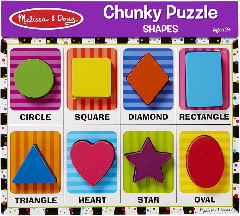 Melissa & Doug Shapes Wooden Chunky Puzzle (8 pcs) - Wooden Puzzles for Toddlers, Animal Puzzles ... | Amazon (US)