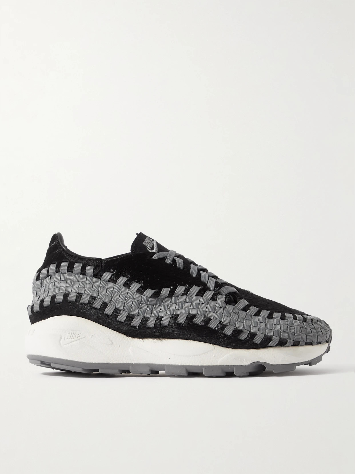 Nike - Air Footscape Grosgrain-trimmed Calf Hair Sneakers - Black | NET-A-PORTER (US)