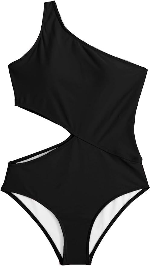 SweatyRocks Women's Bathing Suits One Shoulder Cutout One Piece Swimsuit Swimwear Monokini | Amazon (US)