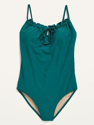 Gathered Keyhole One-Piece Swimsuit for Women | Old Navy (US)