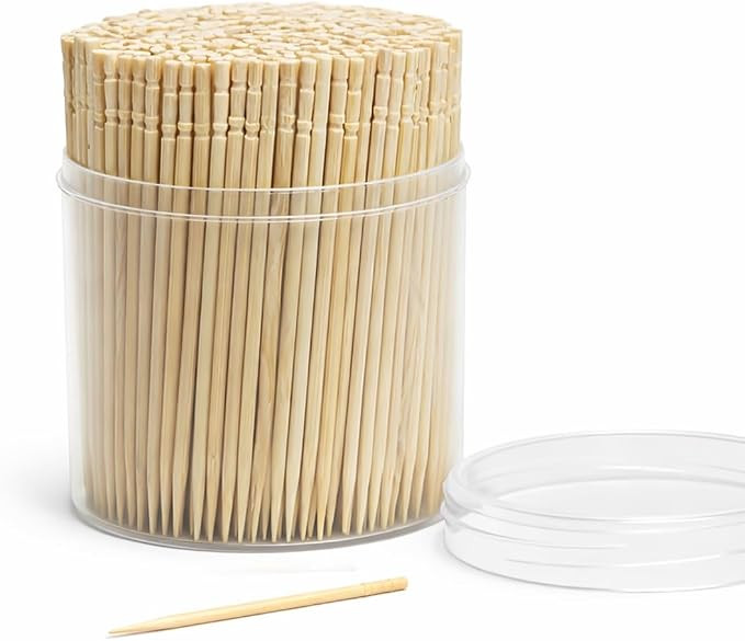 Traditional Single Point Wooden Toothpicks Made from Bamboo, Bulk Pack (500), -1 Container (500) | Amazon (US)