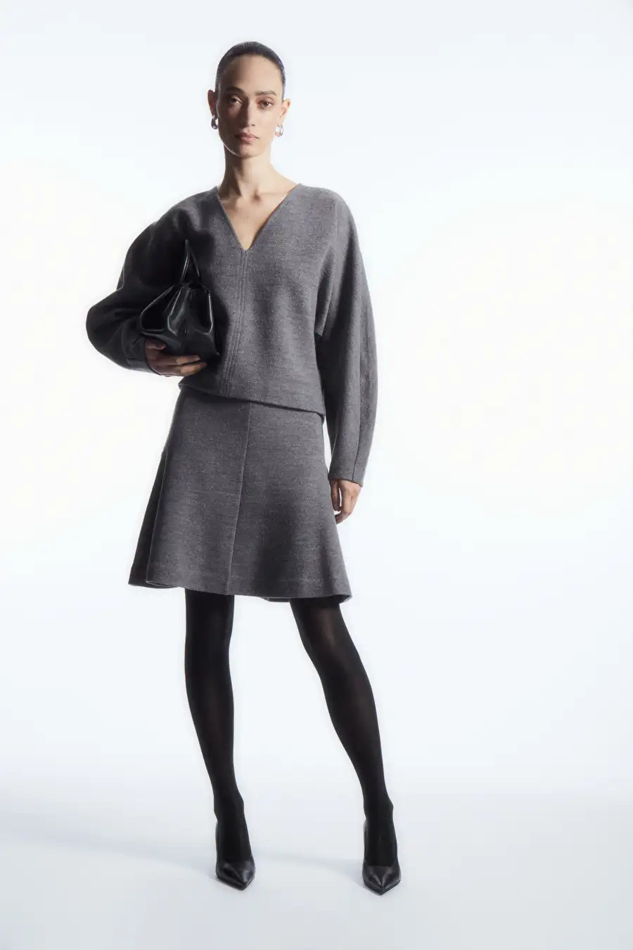 BOILED-WOOL MINI SKIRT - GRAY MÉLANGE - Skirts - COS | COS (US)