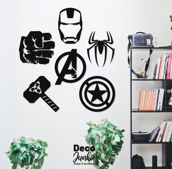 Avengers Marvel DC Wooden Wall Decor 6-16 Pieces | Wall Art | Iron Man | Captain America | Hulk |... | Etsy (US)