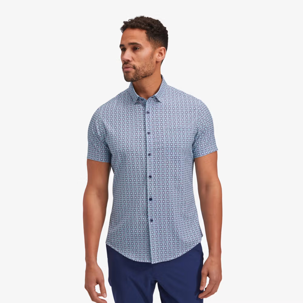 Leeward Short Sleeve - Aqua Medallion Print - Mizzen+Main | Mizzen + Main