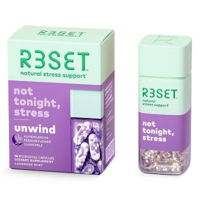 R3SET Botanical Stress & Anxiety Support Unwind and Sleep Aid Supplement Capsules - 14ct | Target