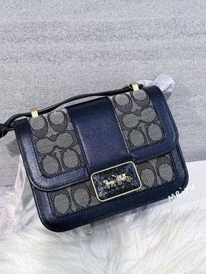 Coach 4616 Alie Shoulder Bag 18 Signature Jacquard Snakeskin , Midnight Navy,NWT | eBay | eBay US