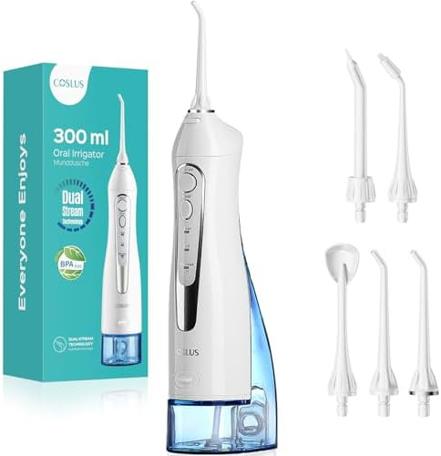COSLUS Water Dental Flosser Teeth Pick: Portable Cordless Oral Irrigator 300ML Rechargeable Trave... | Amazon (US)