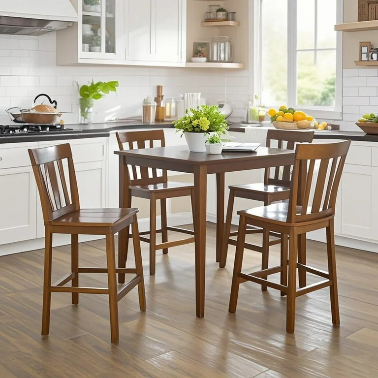 Mainstays 5 Piece Mission Counter Height Dining Set, Solid Wood, Cherry Color for Indoor | Walmart (US)