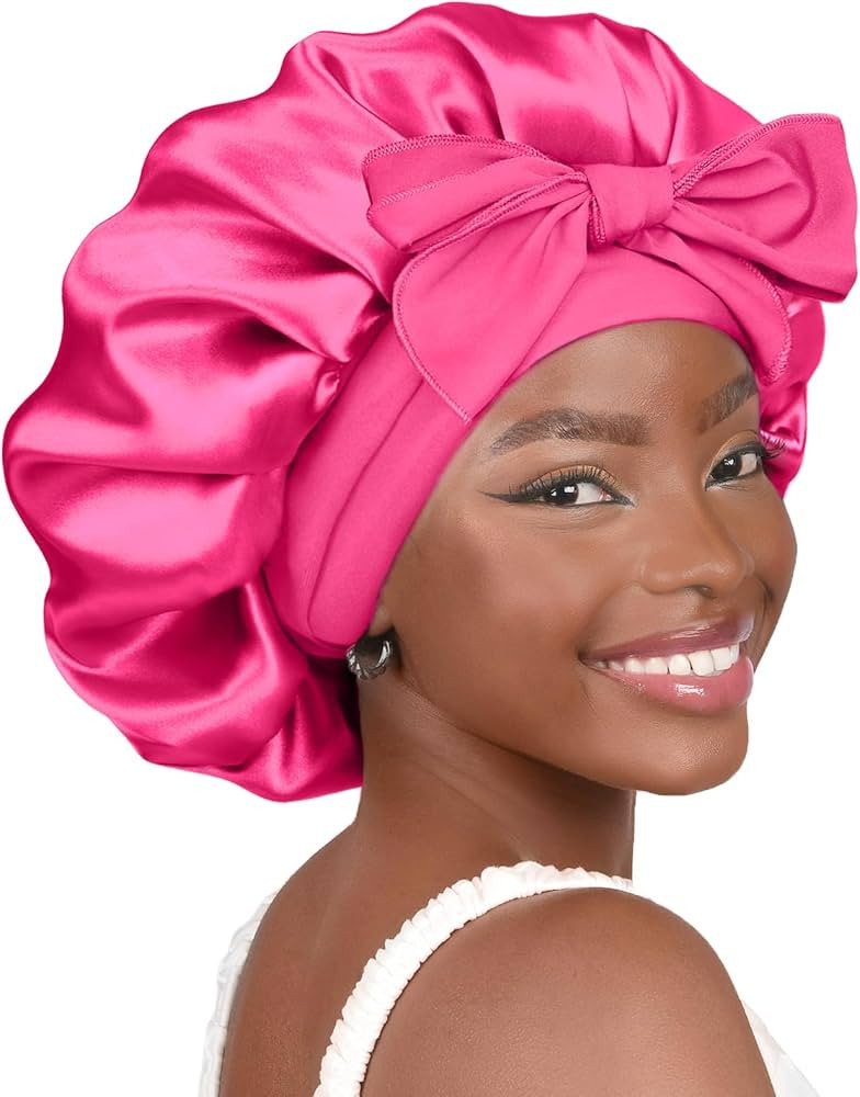 YANIBEST Satin Bonnet Silk Bonnet for Sleeping Double Layer Satin Lined Hair Bonnet With Tie Band... | Amazon (US)