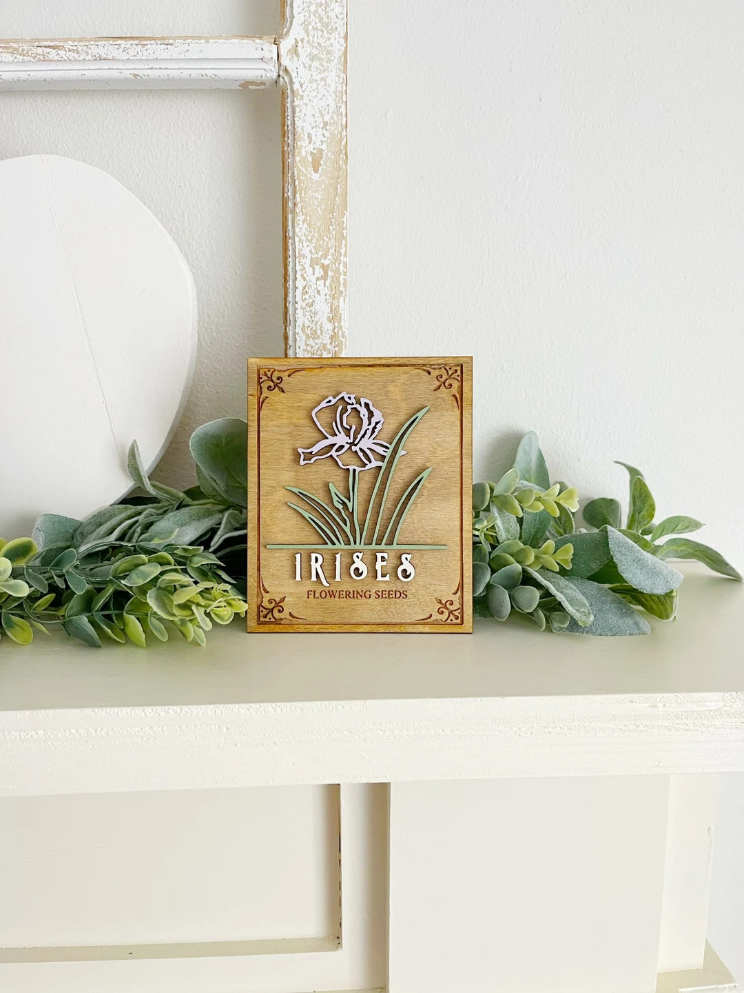 Irises seed packet sign, tiered tray decor, spring decor, Floral signs | Etsy (US)