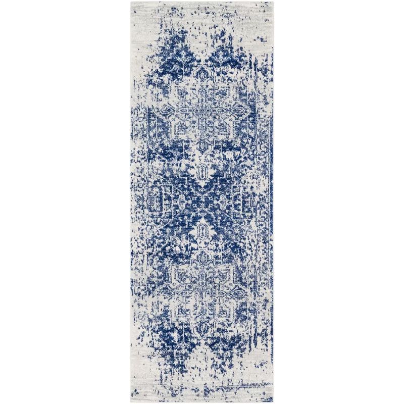 Hillsby Oriental Area Rug in Dark Blue/Light Gray | Wayfair North America