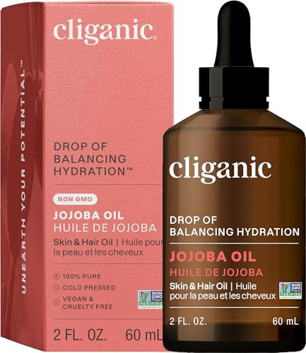Cliganic Non-GMO Jojoba Oil for Skin, Hair & Face (2oz) | 100% Pure, Natural Cold Pressed Unrefined Hexane Free (Packaging May Vary) | Amazon (US)