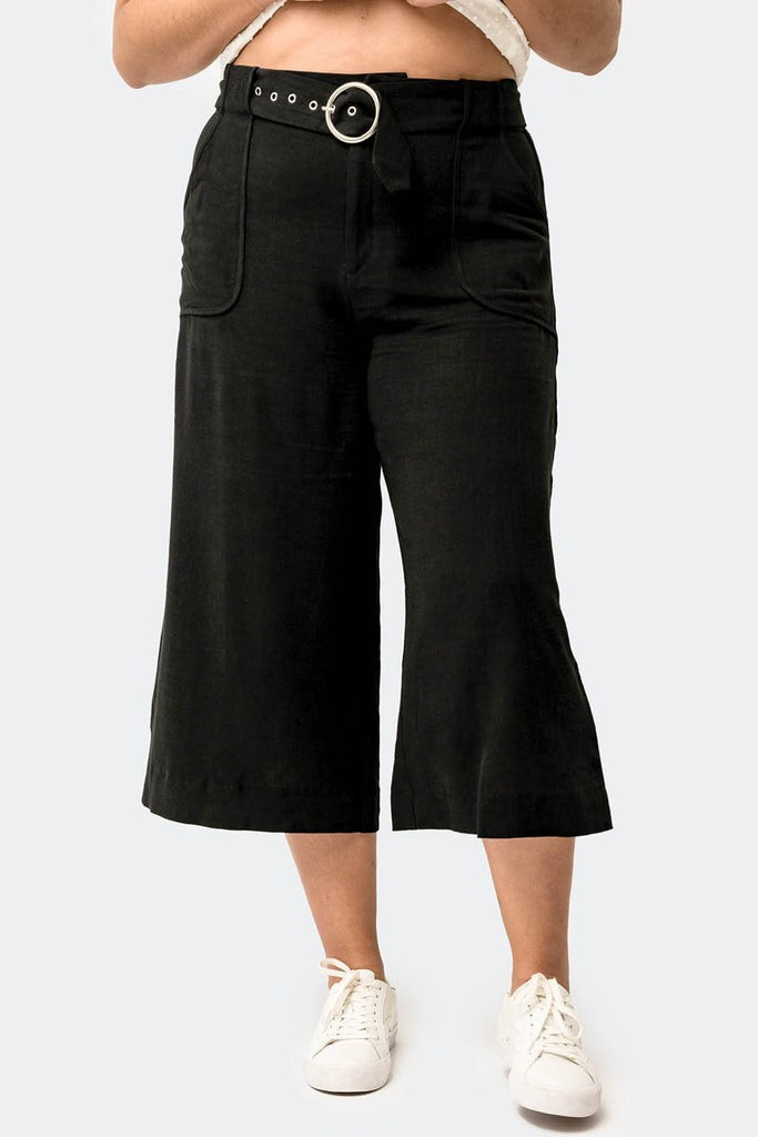 GIGI Belted Linen Cropped Trouser | Gibson