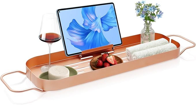 Premium Aluminum Bathtub Tray Caddy - Bath Tub Table - Expandable Bath Tray - Never Rusty - Spa G... | Amazon (US)