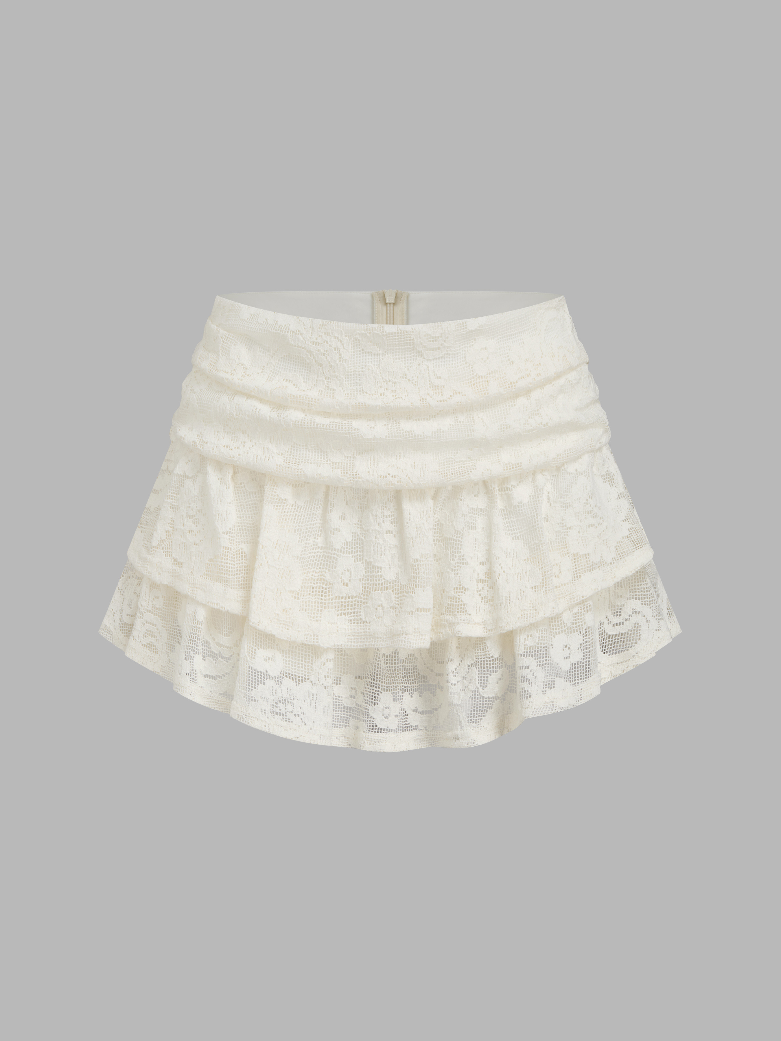 Lace Lace Mid Rise Layered Mini Skirt For Vacation | Cider