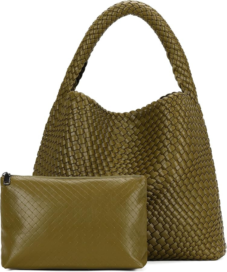 Large Woven Tote Bag for Women with Purse Fashion Shoulder Underarm Bags | Amazon (US)