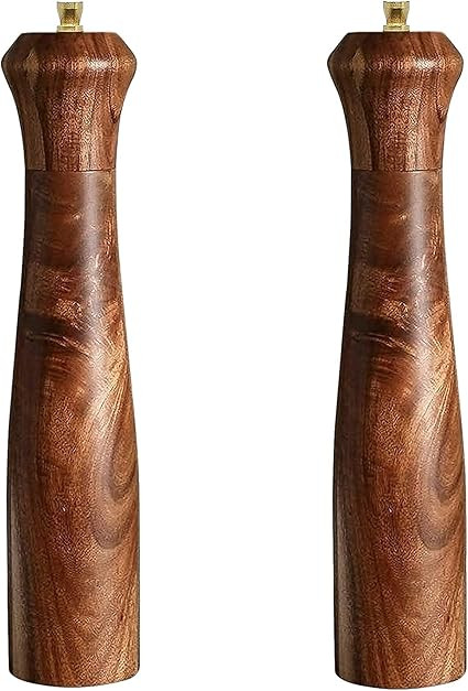 Wooden Salt and Pepper Grinder set, Acacia Wood salt and pepper grinders refillable ,pepper mill ... | Amazon (US)