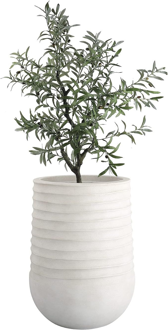 LA JOLIE MUSE Resin Planter - Modern Decor Plant Pot for Indoor and Outdoor, Fluted Pattern, Sand... | Amazon (US)
