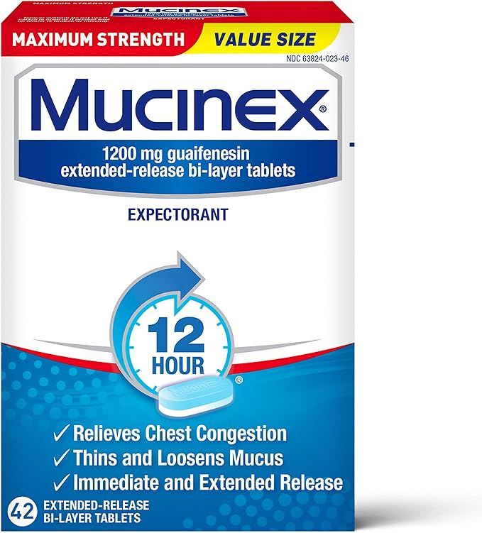 Mucinex Chest Congestion Maximum Strength 12 Hour Extended Release Tablets Relieves Chest Congest... | Amazon (US)
