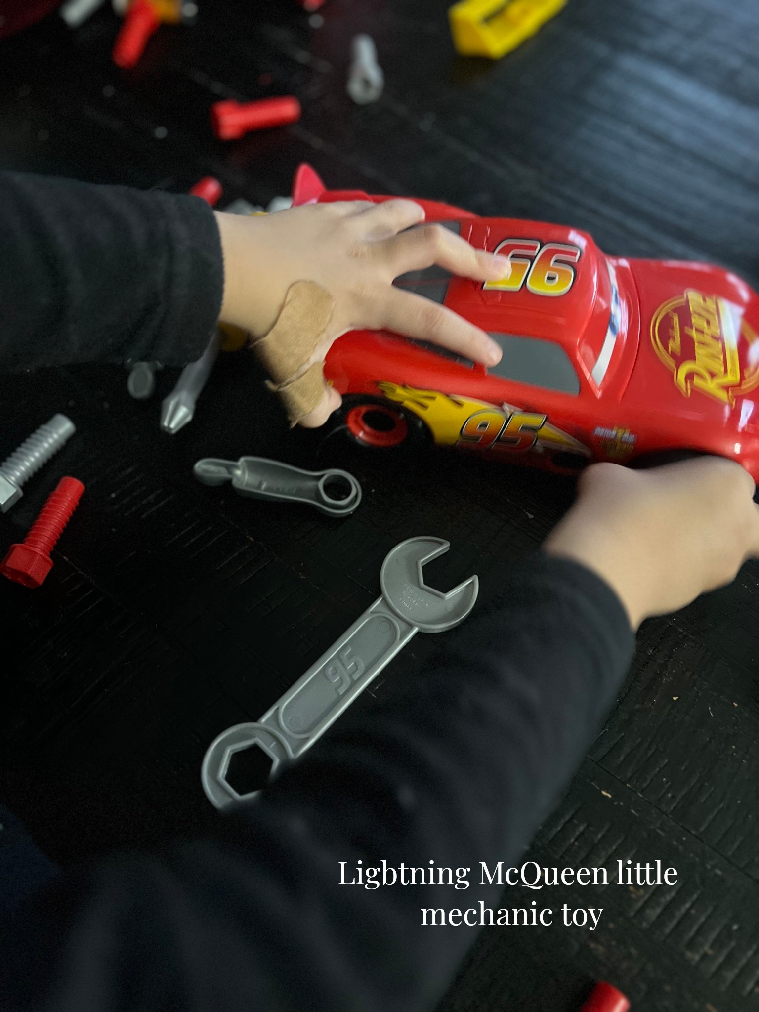 My 3 year old loved this toy. Has kid safe screws, screwdriver and wrench and your little one can be a tiny mechanic and work in Lightning McQueen. 

#LTKGiftGuide #LTKKids