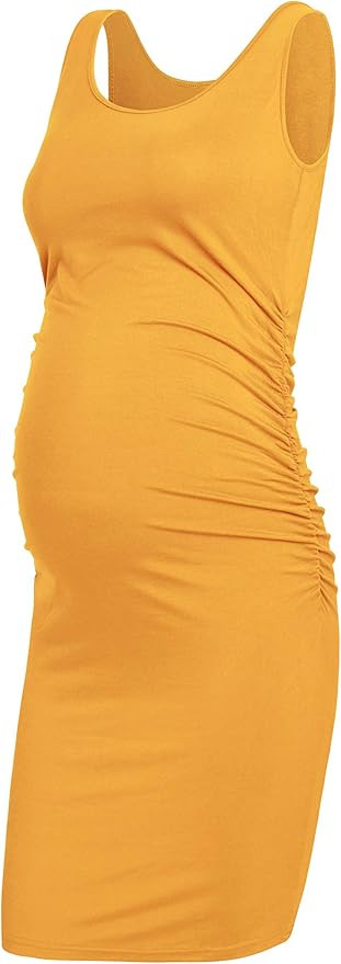 AMPOSH Women's Maternity Tank Dress, Casual Ruched Bodycon Pregnancy Dress for Photoshoot and Dai... | Amazon (US)