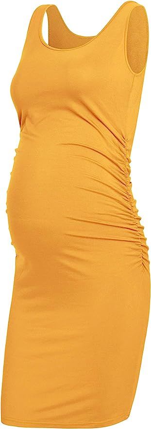 AMPOSH Women's Maternity Tank Dress, Casual Ruched Bodycon Pregnancy Dress for Photoshoot and Dai... | Amazon (US)