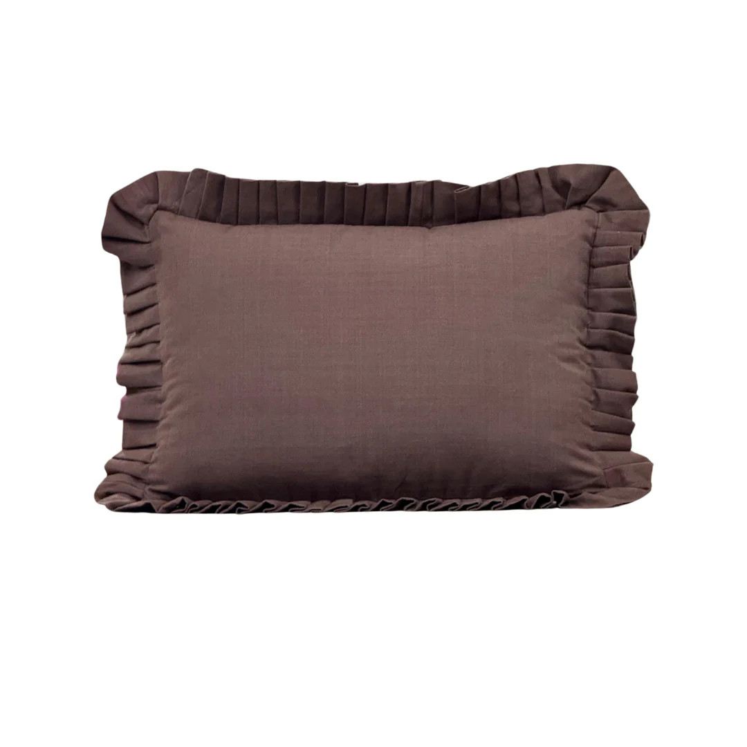 Ruffle Lumbar Pillow Cover Brown Luxe B Co. | Luxe B Co