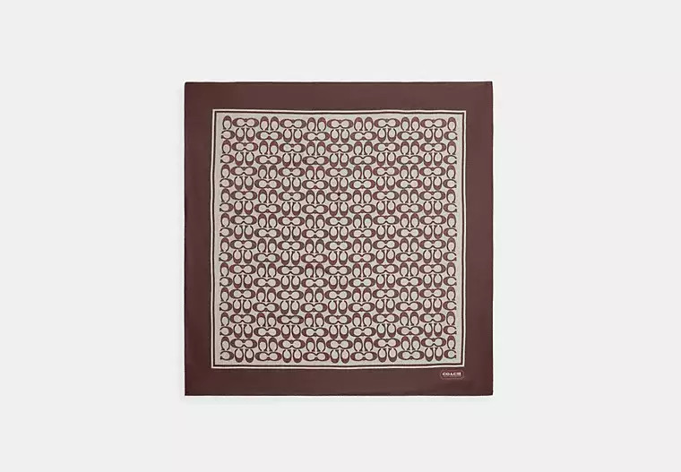Textured Signature Print Silk Square Scarf | Coach - UK