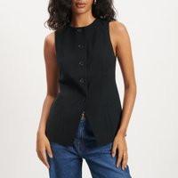 Nobody's Child Cotton-Blend Crepe Longline Waistcoat - UK 12 | Coggles (Global)