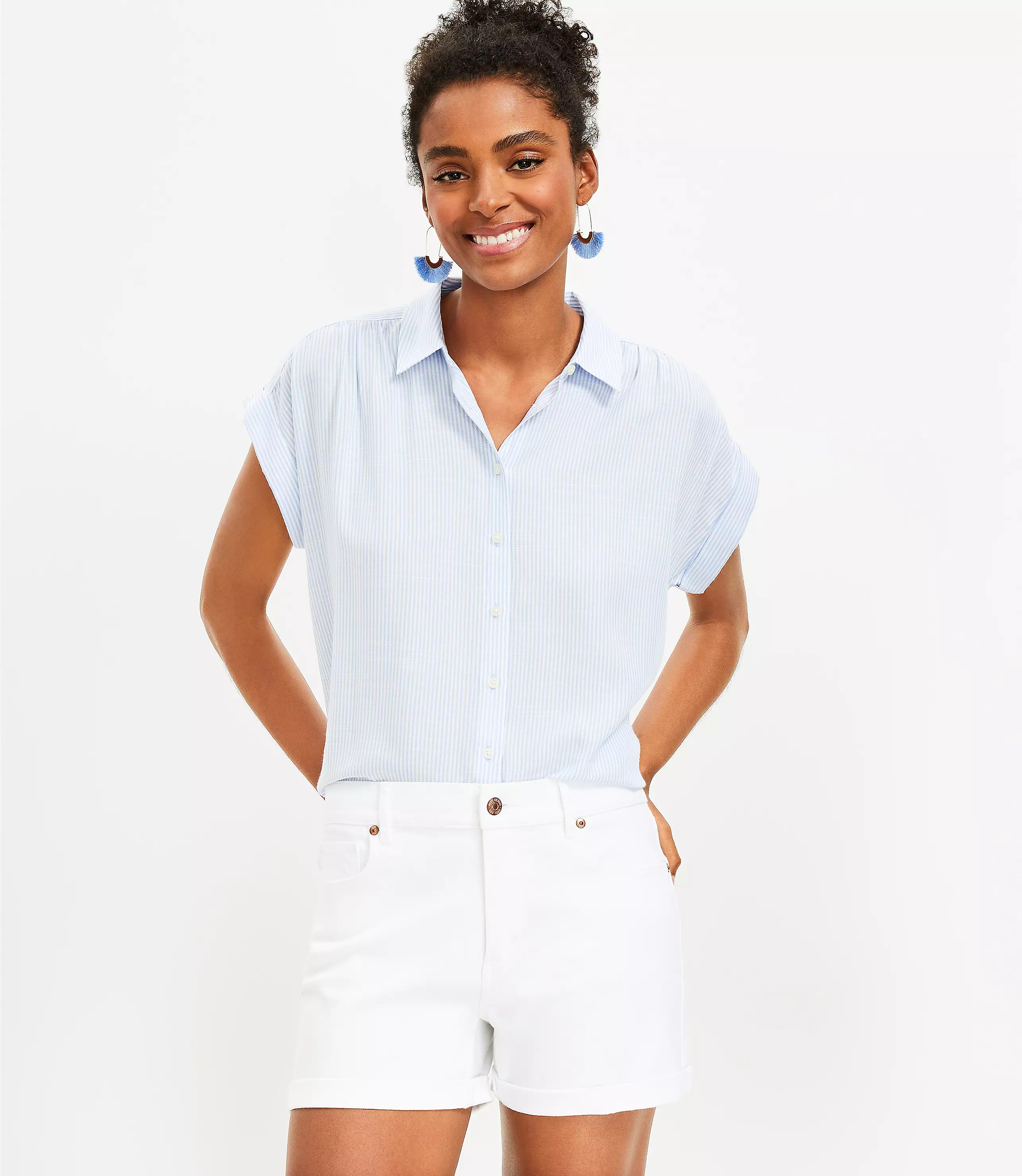 Petite Striped Dolman Everyday Shirt | LOFT